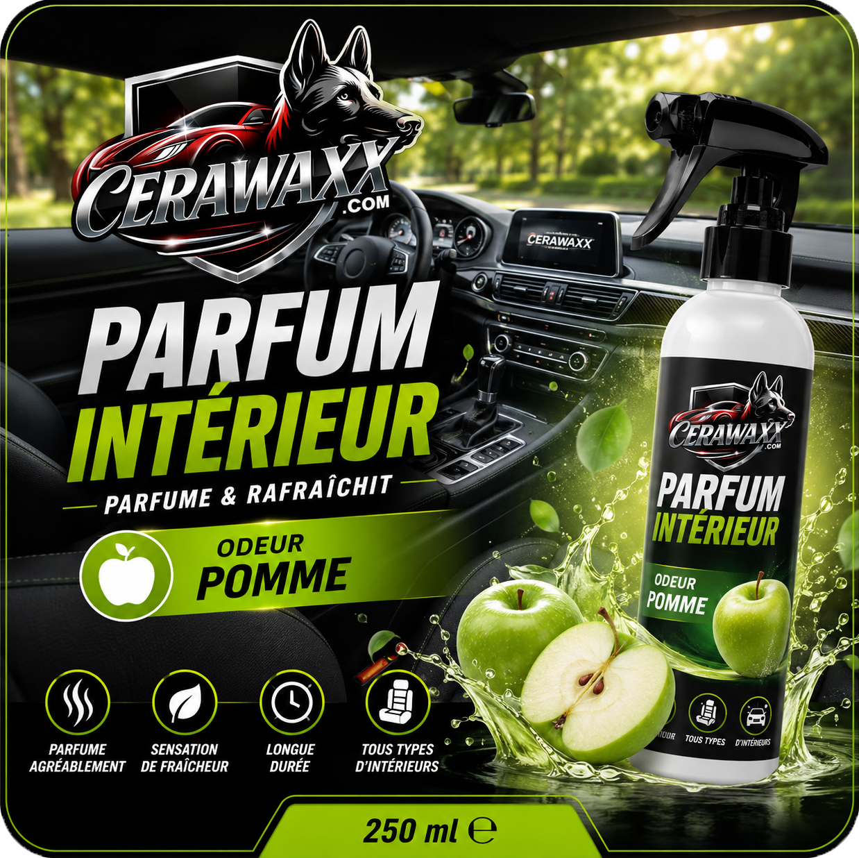 CERAWAXX POMME - La fraîcheur d'une pomme croquante à chaque trajet.
